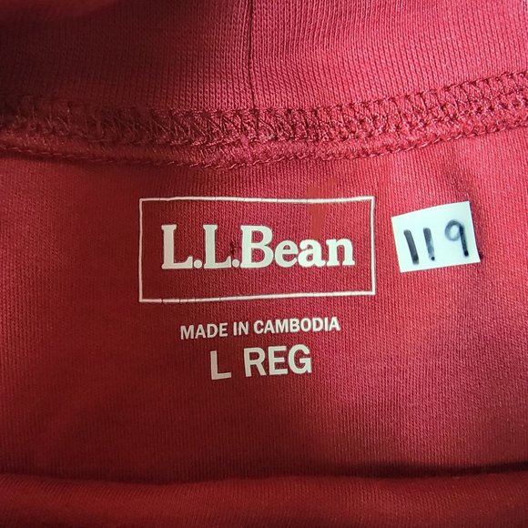 LL Bean Mens Large Red Turtleneck Shirt Regular Fit Long Sleeve Casual Comfort - Picture 3 of 8